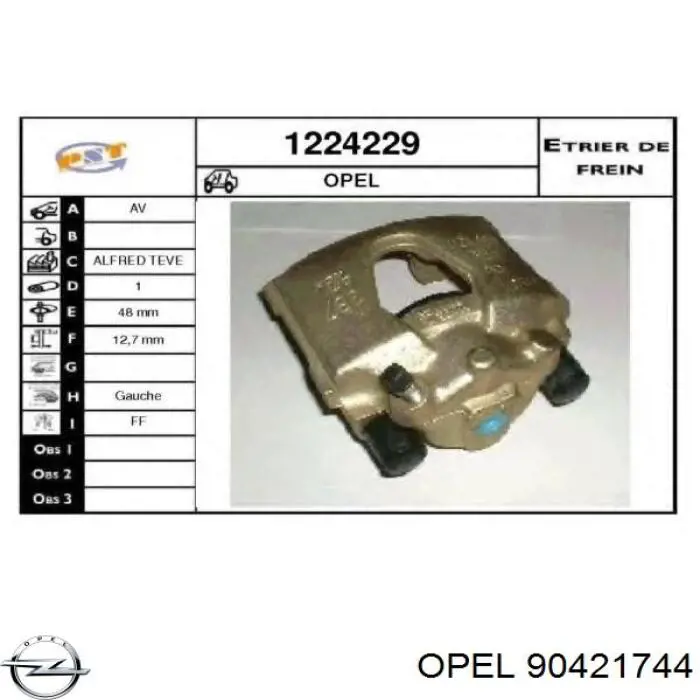Купити 90421744 Opel Супорт гальмівний передній лівий