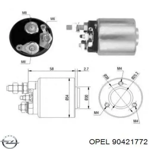 90421772 Opel Тягове реле стартера