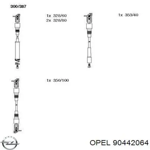 Дріт високовольтні, комплект 90442064 Opel