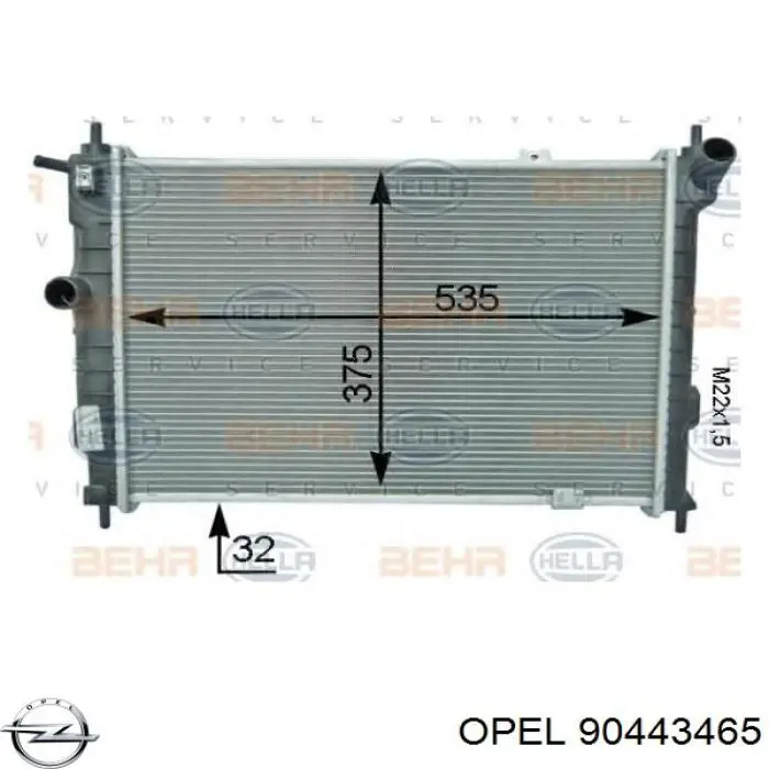Купити 90443465 Opel Радіатор двигуна