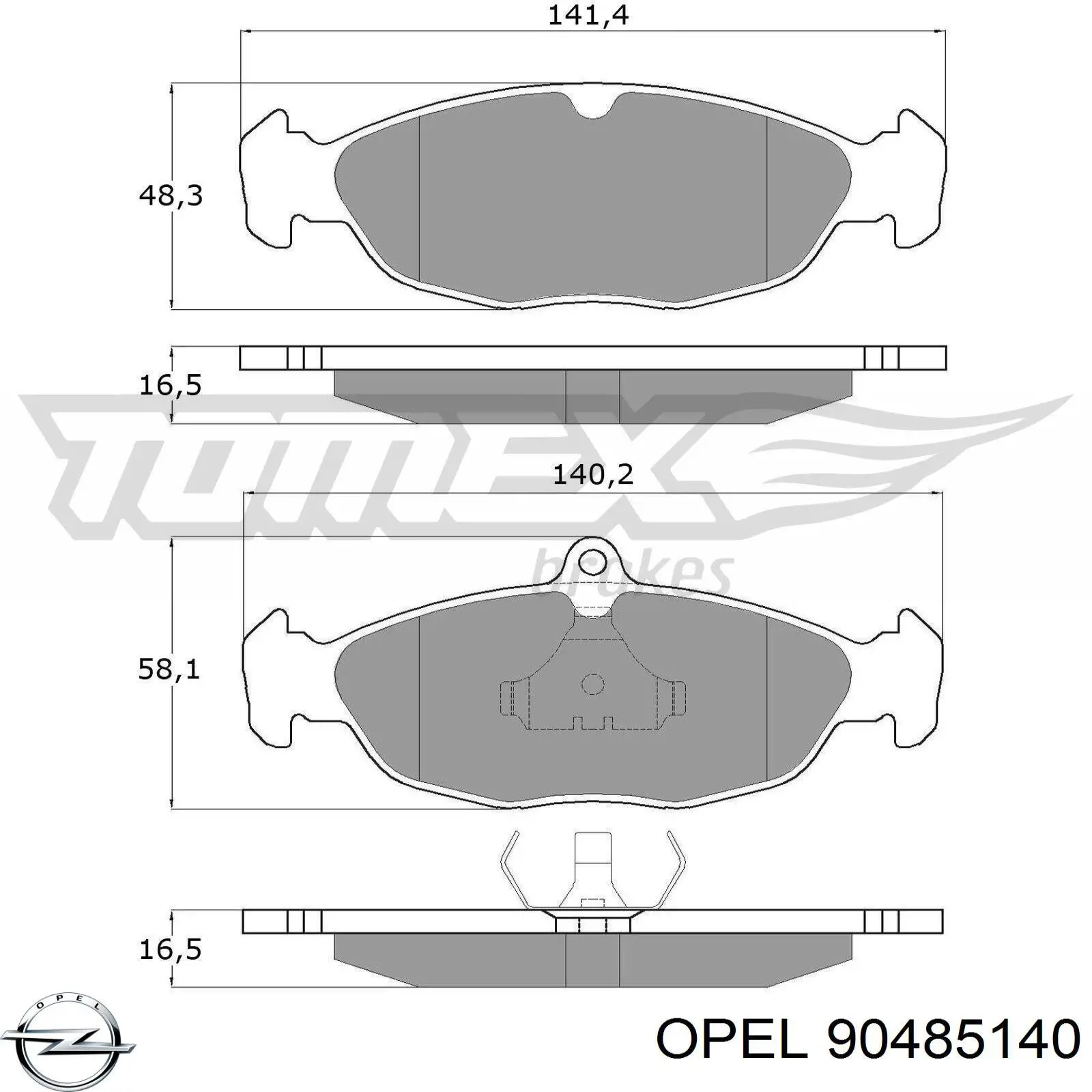 90485140 Opel колодки гальмівні передні, дискові