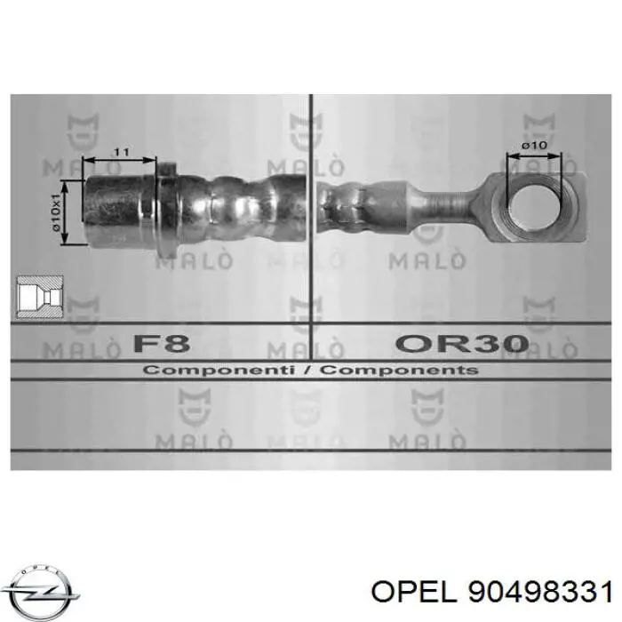 Купити 90498331 Opel Шланг гальмівний задній