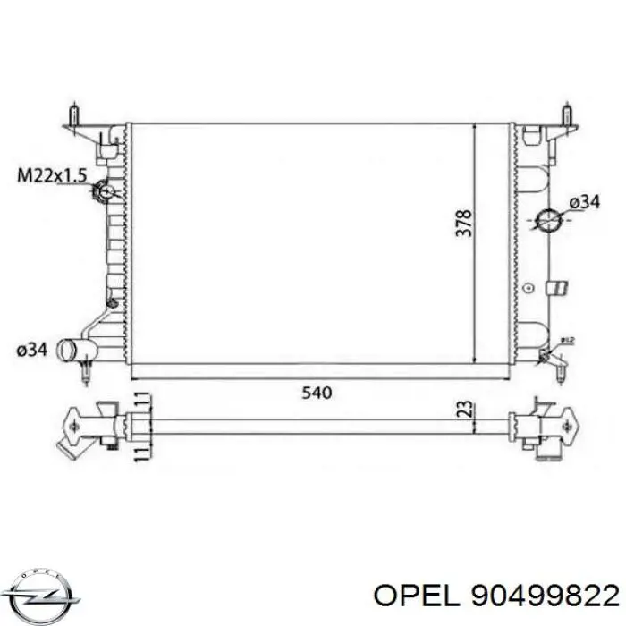90499822 Opel Радіатор охолодження двигуна