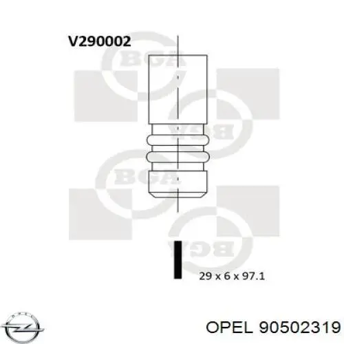 90502319 Opel клапан впускний