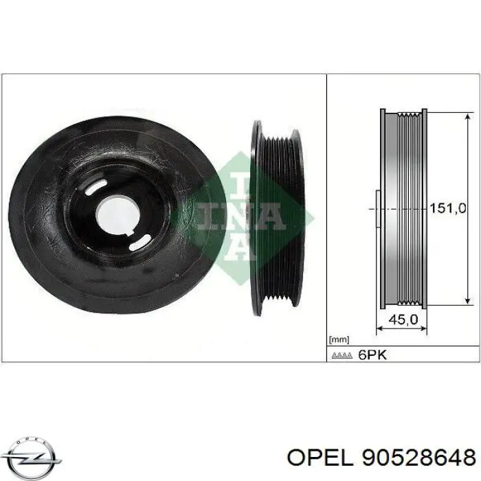 Шків колінвала 90528648 Opel