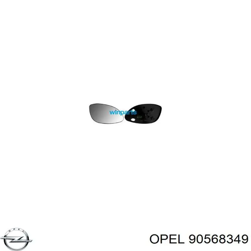 90568349 Opel дзеркальний елемент дзеркала заднього виду, лівого