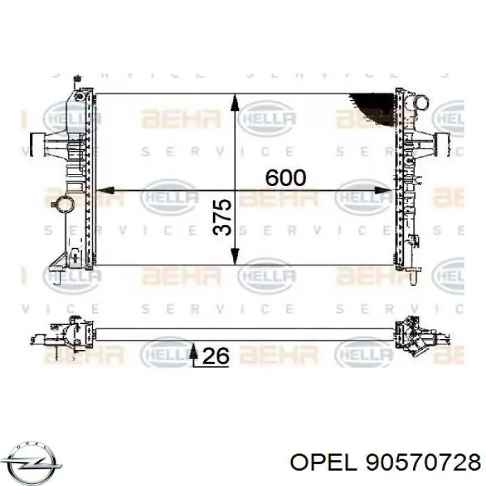 Купити 90570728 Opel Радіатор двигуна