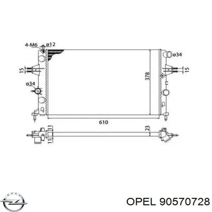 Радіатор 90570728 Opel