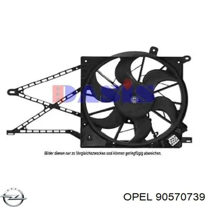 90570739 Opel електровентилятор охолодження в зборі (двигун + крильчатка)