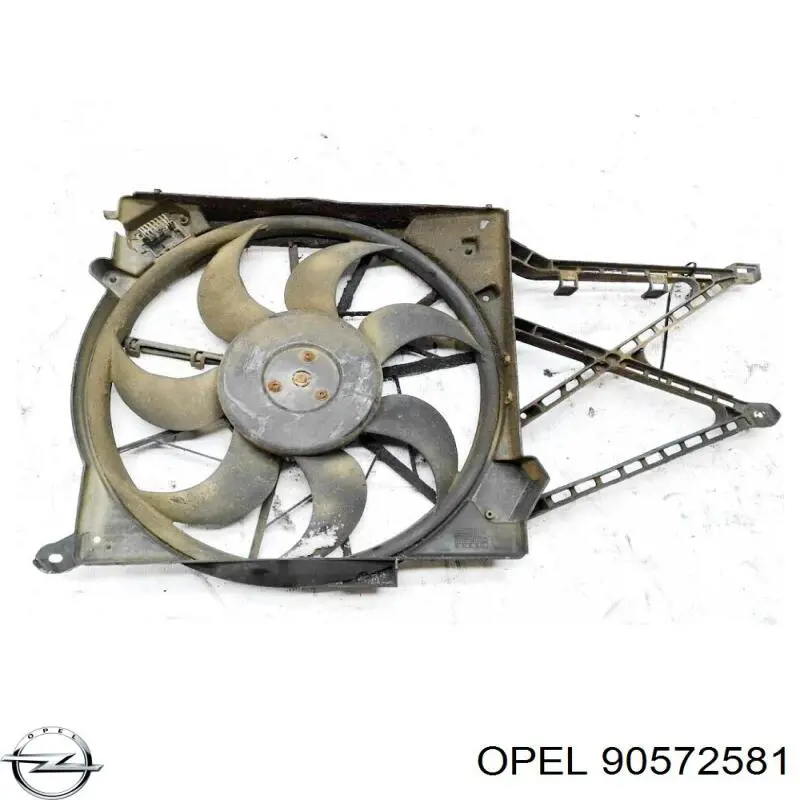 90572581 Opel дифузор радіатора охолодження, в зборі з двигуном і крильчаткою
