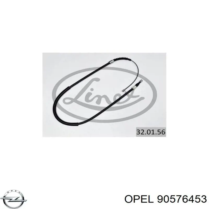 90576453 Opel трос ручного гальма задній, лівий
