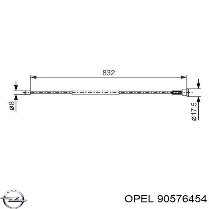 Трос ручного гальма задній, правий 90576454 Opel
