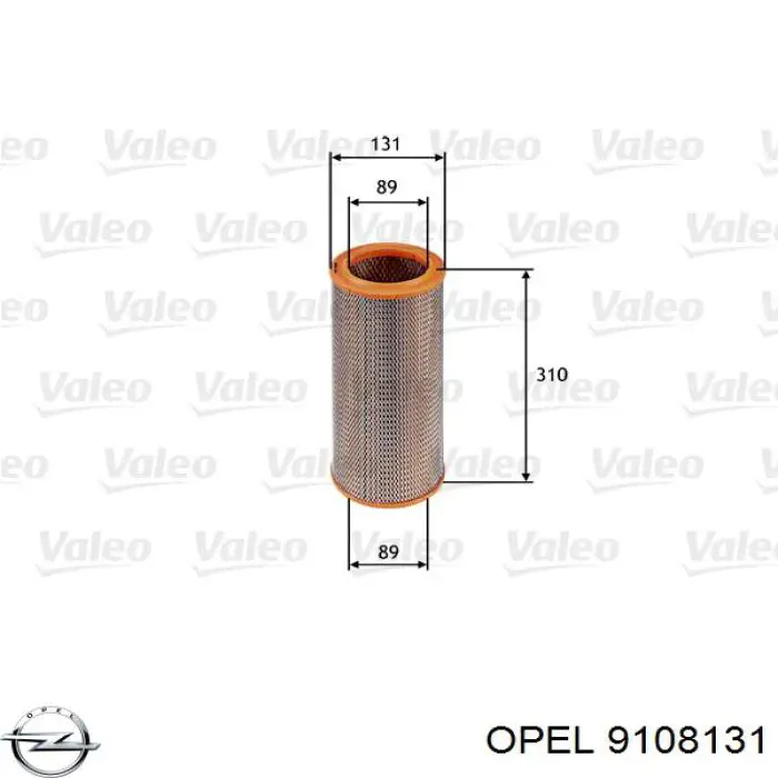 Фільтр повітряний 9108131 Opel