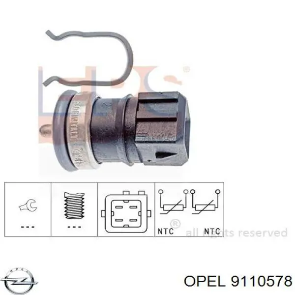 Купити 9110578 Opel Датчик температури охолоджуючої рідини
