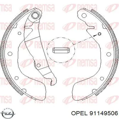 Колодки гальмові задні, барабанні 91149506 Opel