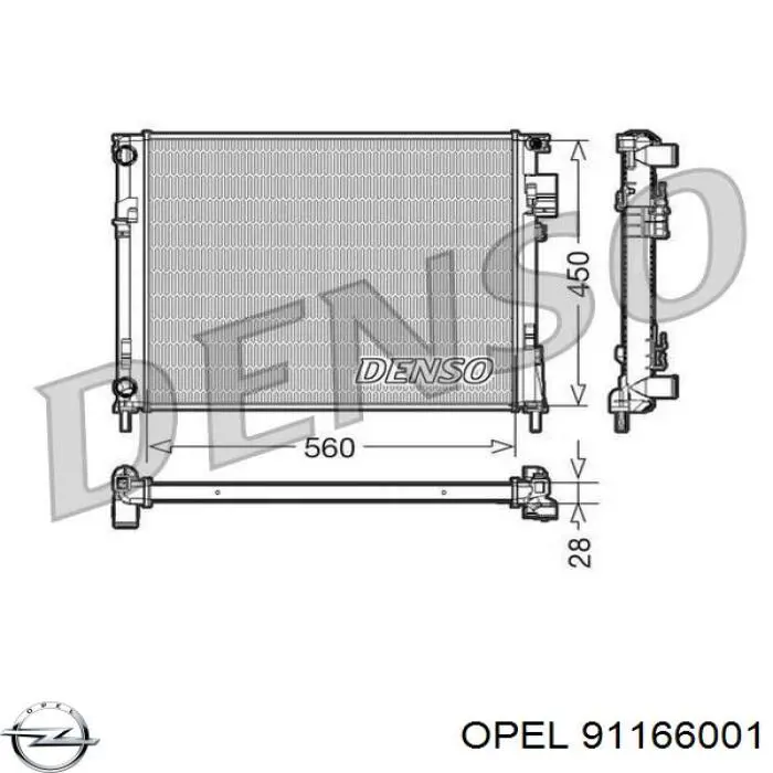 91166001 Opel радіатор охолодження двигуна