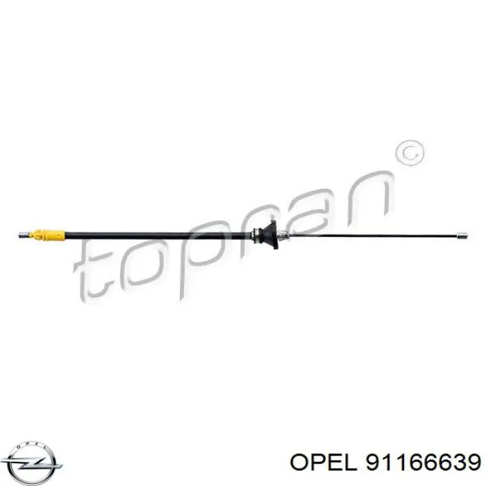 Трос ручного гальма передній 91166639 Opel