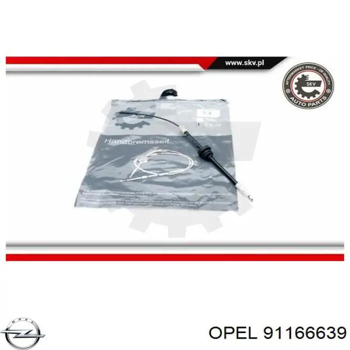 Купити 91166639 Opel Трос ручного гальма передній