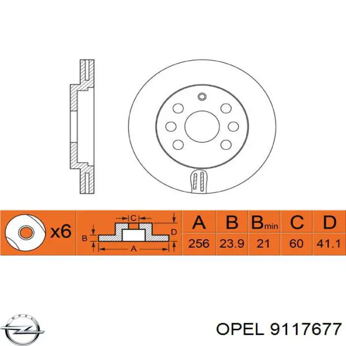 Диск переднього гальма Opel 9117677 ціна, від 21.69 USD