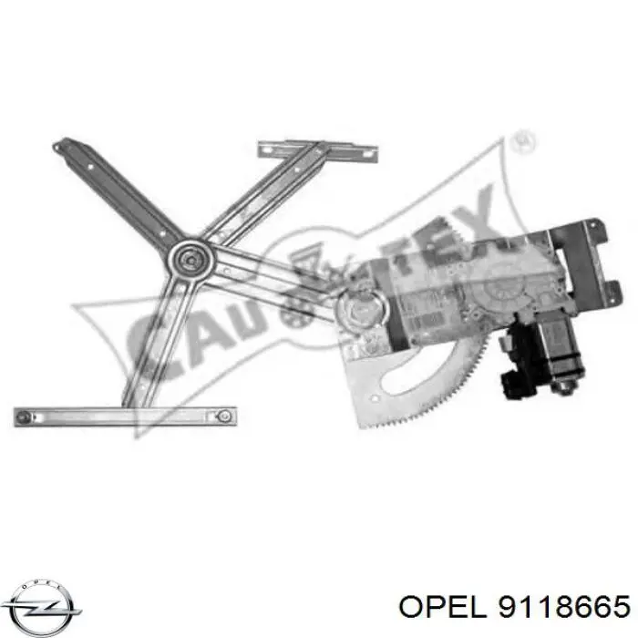 9118665 Opel механізм склопідіймача двері передньої, правої