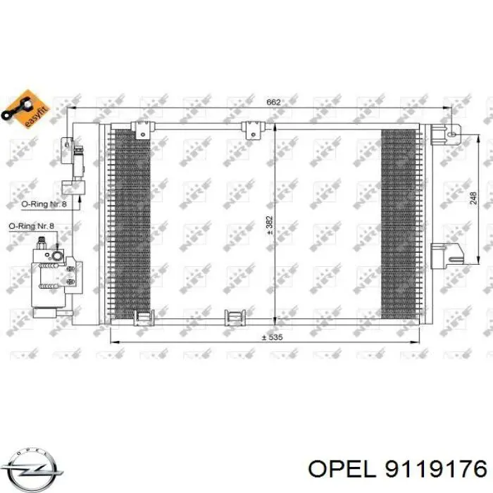 9119176 Opel радіатор кондиціонера