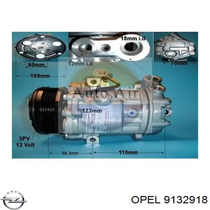 Компресор кондиціонера 9132918 Opel