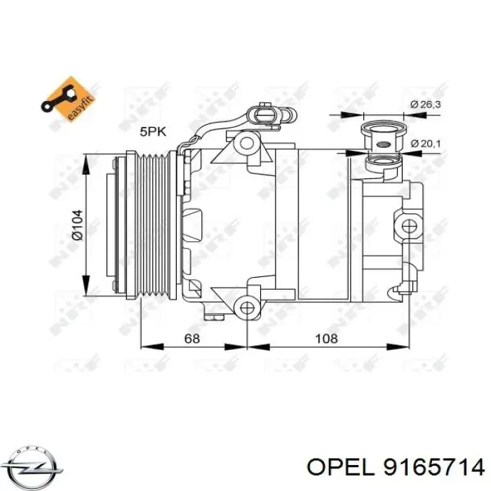 9165714 Opel компресор кондиціонера