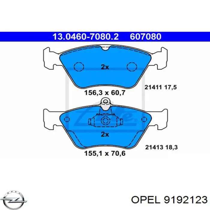 Купити 9192123 Opel Колодки гальмівні передні, дискові