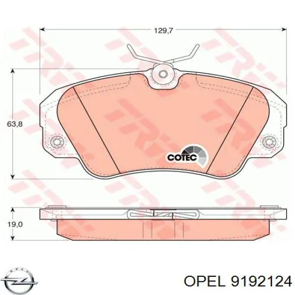 Гальмівні колодки Opel 9192124 ціна, від 19.18 USD