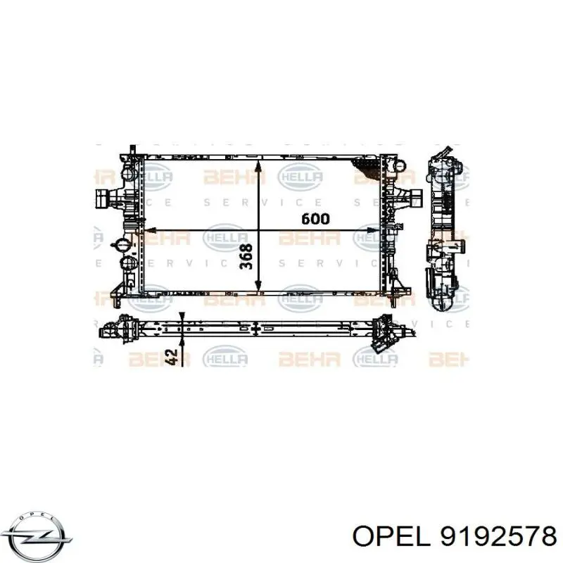9192578 Opel Радіатор охолодження двигуна