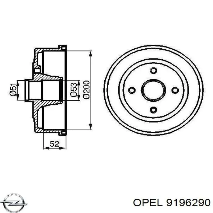 Барабан гальмівний задній 9196290 Opel