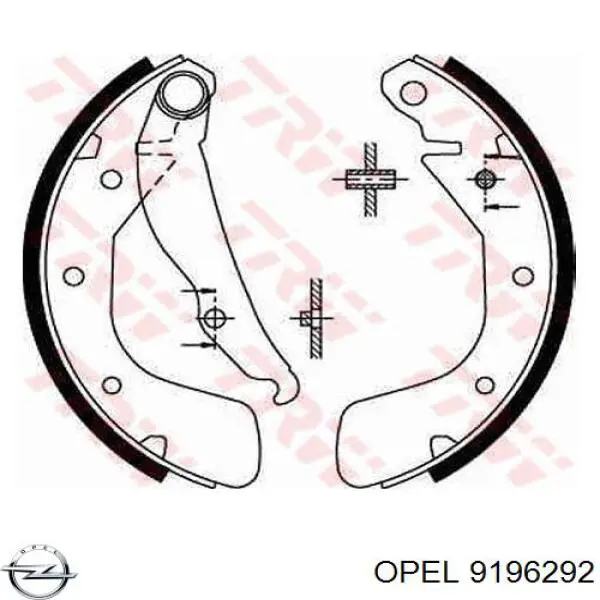 Колодки гальмові задні, барабанні 9196292 Opel