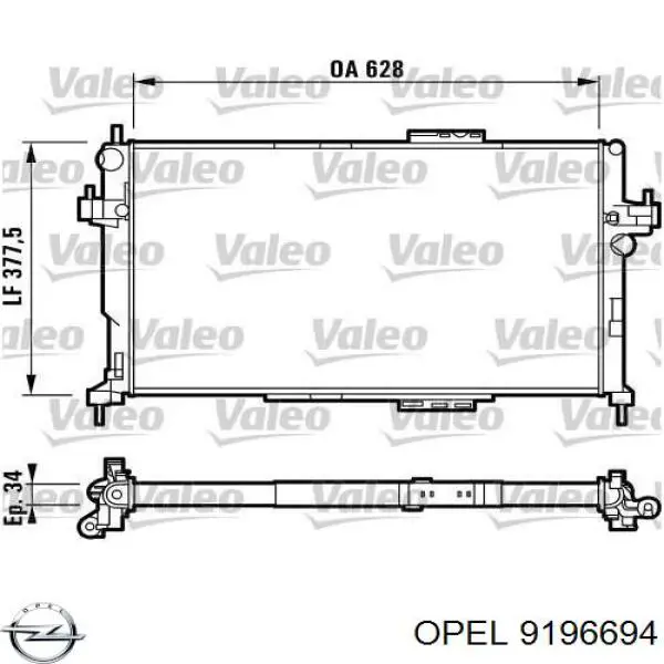 Купити 9196694 Opel Радіатор двигуна