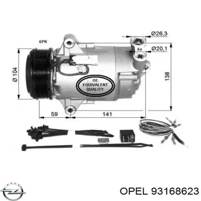 Компресор системи кондиціювання Opel 93168623 ціна, від 189.98 USD