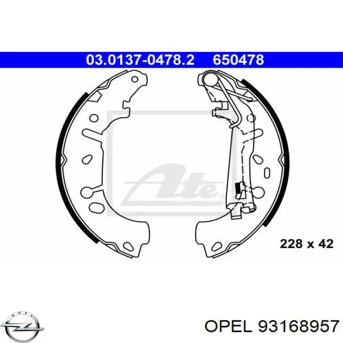 Колодки гальмові задні, барабанні 93168957 Opel