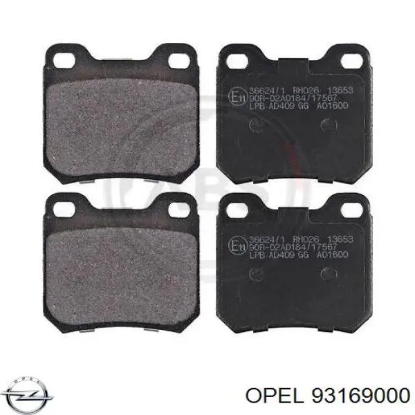 93169000 Opel колодки гальмові задні, дискові