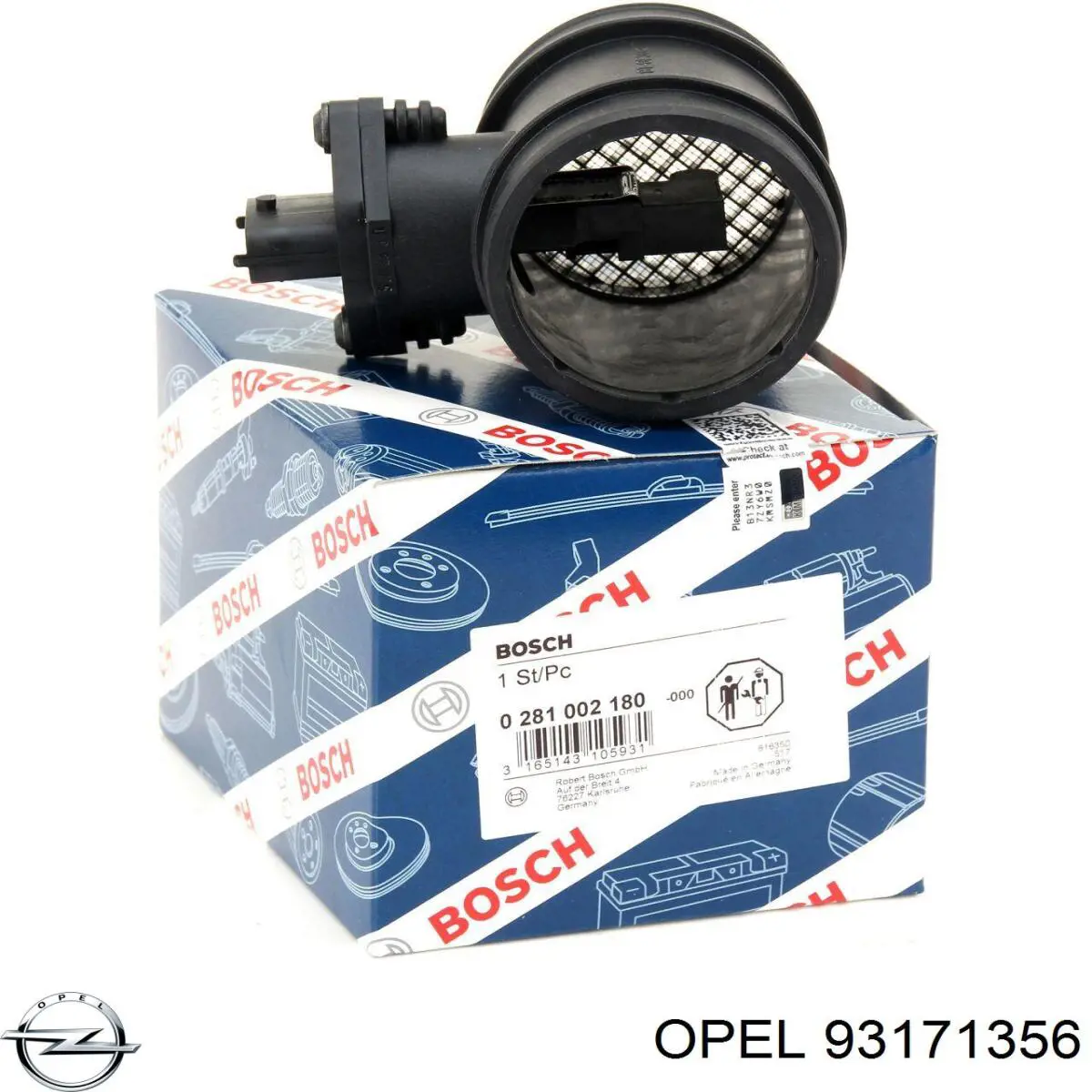 Датчик масової витрати повітря Opel 93171356 ціна, від 28.57 USD