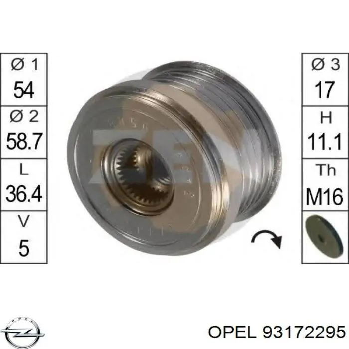 Інерційний шків Opel 93172295 ціна, від 16.95 USD