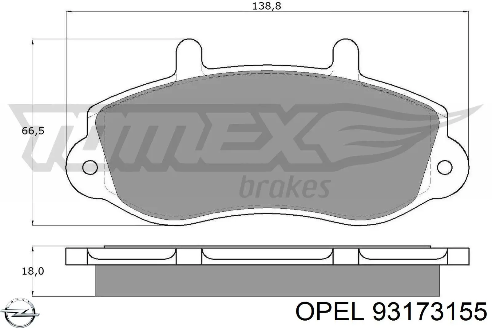 93173155 Opel колодки гальмівні передні, дискові