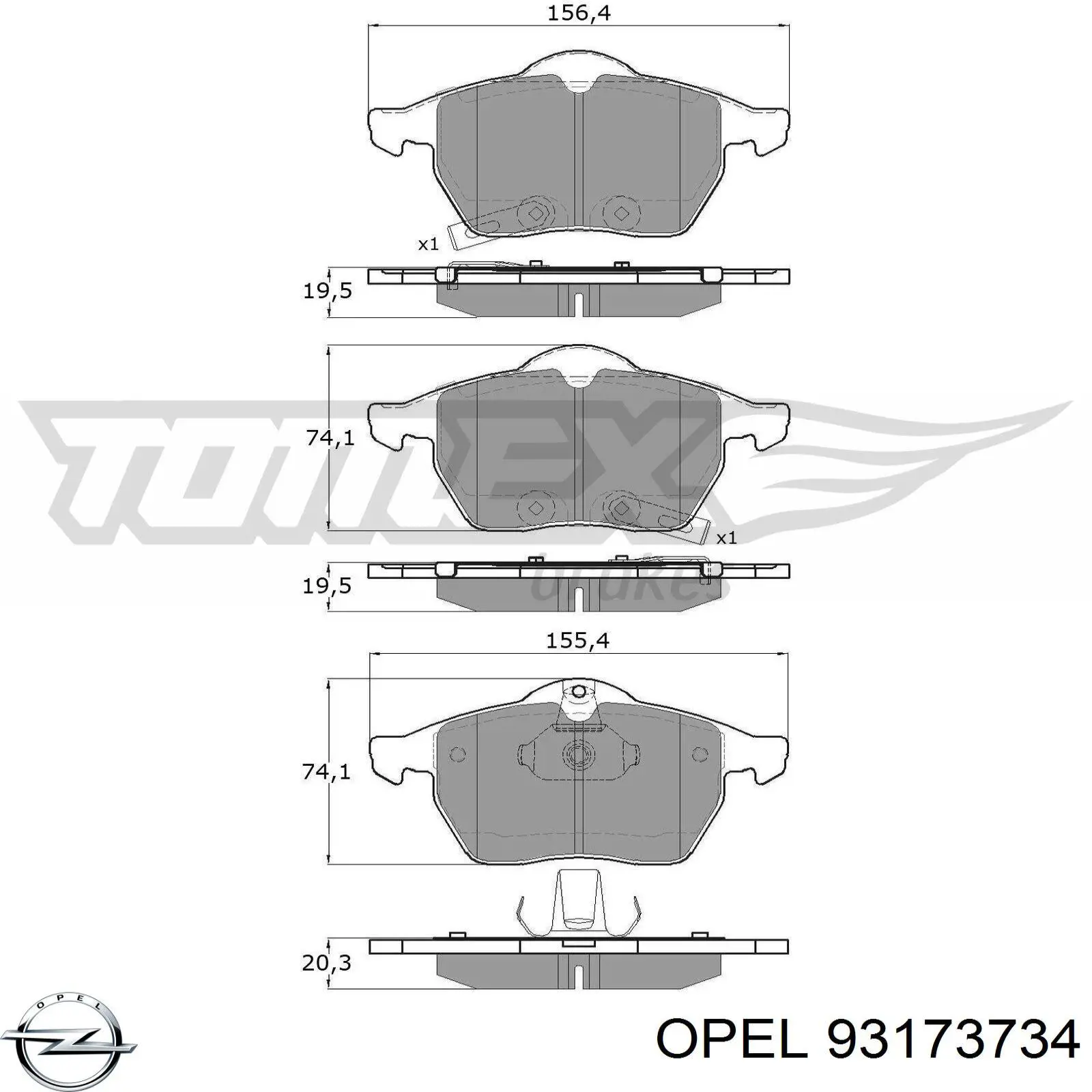 Гальмівні колодки Opel 93173734 ціна, від 25.06 USD
