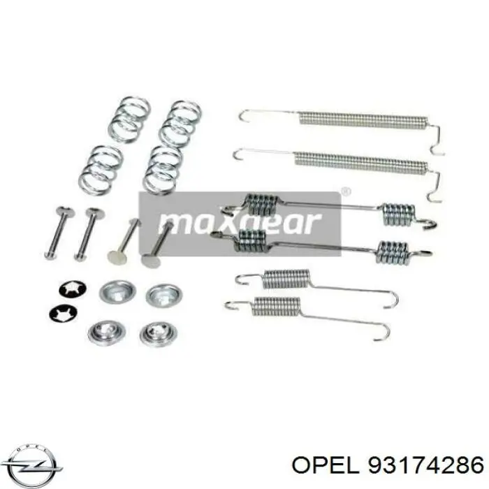 Купити 93174286 Opel Монтажний комплект задніх барабанних колодок