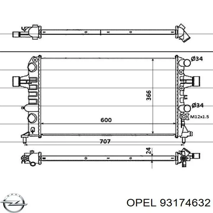 93174632 Opel Радіатор охолодження двигуна