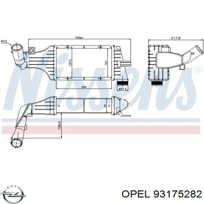 93175282 Opel радіатор интеркуллера