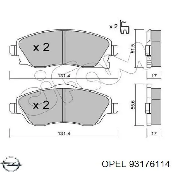 Купити 93176114 Opel Колодки гальмівні передні, дискові