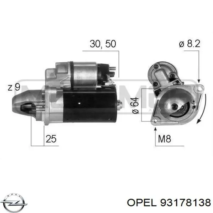 Стартер Opel 93178138 ціна, від 39.46 USD