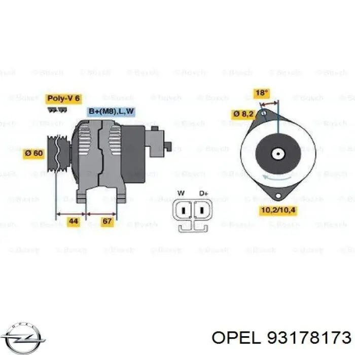 93178173 Opel Авто генератор