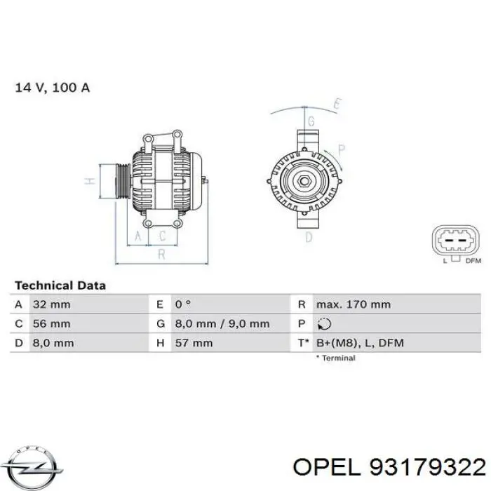 Генератор Opel 93179322 ціна, від 111.92 USD