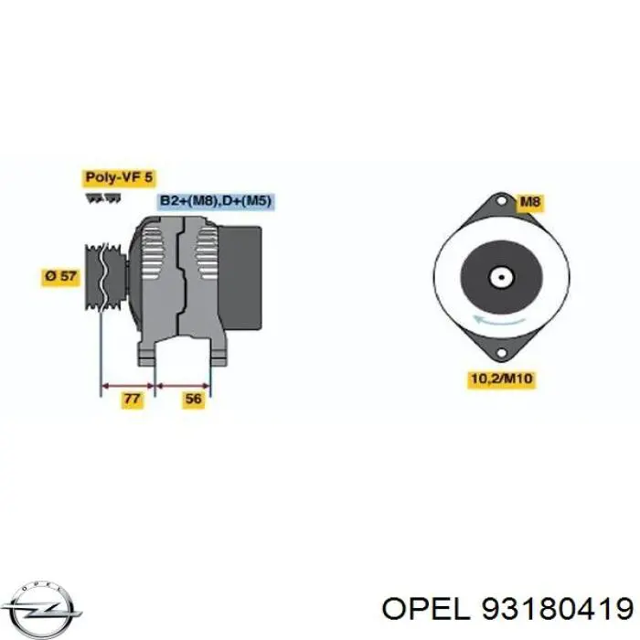 93180419 Opel генератор