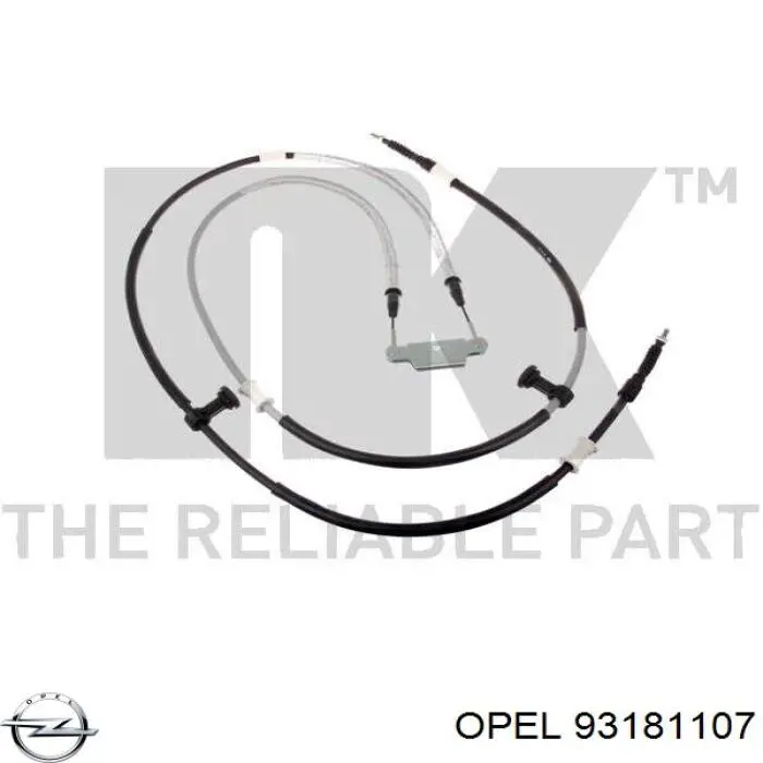 93181107 Opel Трос ручного гальма задній, правий/лівий