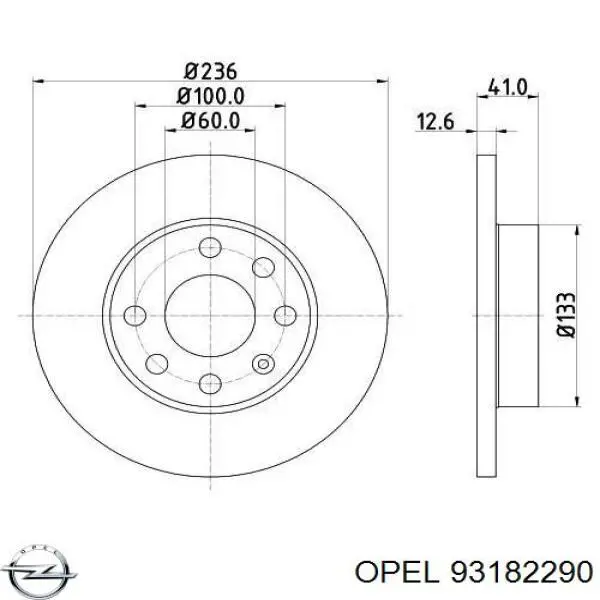 Гальмівні диски передні 93182290 Opel